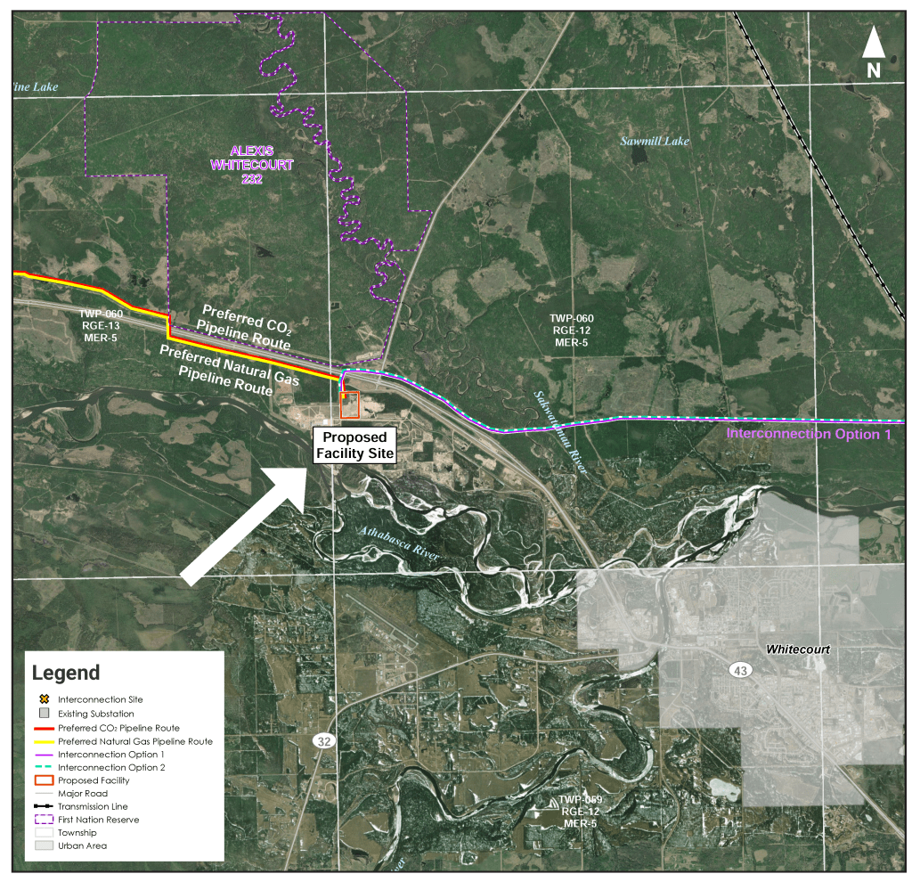 Map showing proposed facility site location